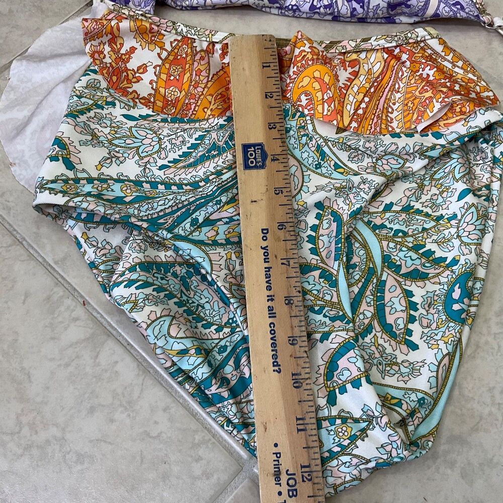 One-Shoulder Cut-Out One-Piece Swimsuit women’s size Large paisley multicolors - Picture 5 of 6